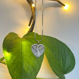 Sterling Silver 925 Angel Wing Heart necklace (925 chain included)